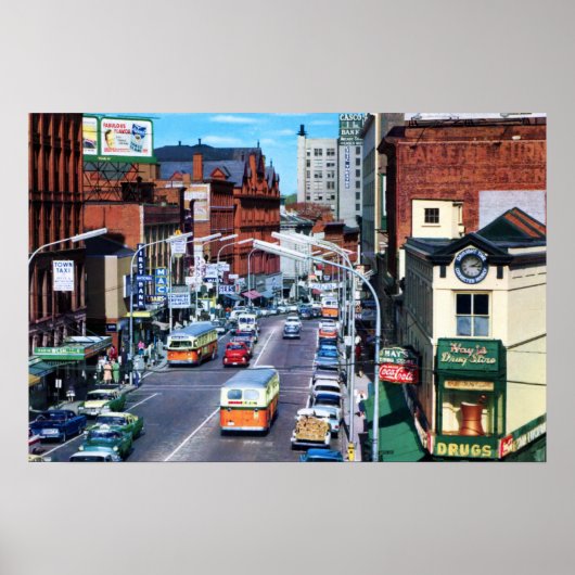 Portland, Maine Congress Street, rond 1960 Poster (Voorkant)