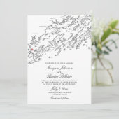 Portland Maine Elegant Zwart-wit Kaart Bruiloft (Staand voorkant)