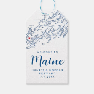 Portland Maine Elegante moderne marine bruiloft gu Cadeaulabel