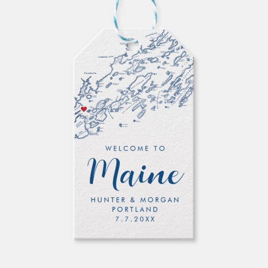 Portland Maine Elegante moderne marine bruiloft gu Cadeaulabel (Voorkant)
