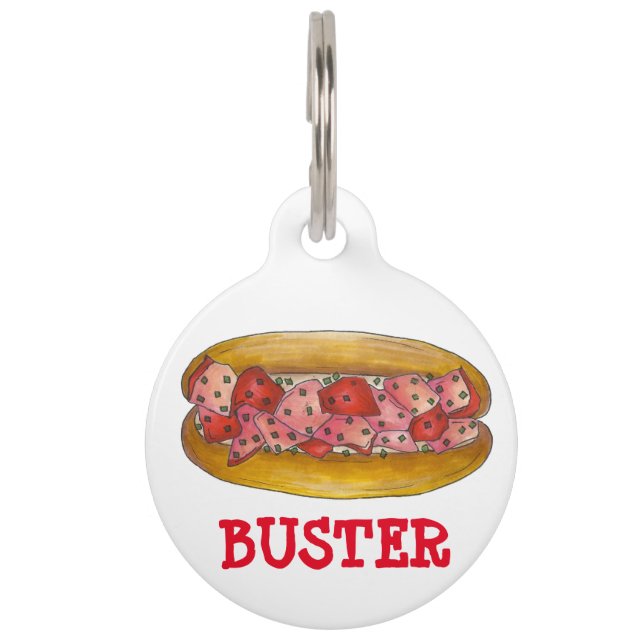 Portland Maine Food Lobster Roll Sandwich Dog Labe Huisdierpenning (Voorkant)