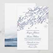 Portland Maine kaart bruiloft uitnodiging (Voorkant / Achterkant)
