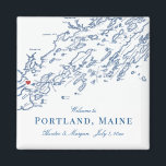Portland Maine kaart Elegante bruiloft gunst Magneet<br><div class="desc">Snel en eenvoudig bestellen! Deze Portland, Maine kaart magneten zijn perfect om uw gasten uit de stad te verwelkomen met welkomsttasgunsten, of ze aan te passen voor uw bruiloftsfeest. Perfect voor bruiloften bij Brick South of Portland Ocean Gateway. Beweeg het hart door te klikken op "Bewerken met ontwerpgereedschap" onder "Personaliseren"....</div>