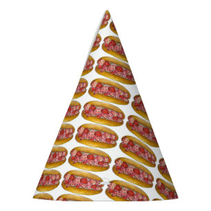 Portland Maine Kreeft Roll Sandwich Vis en zeevruc Feesthoedjes