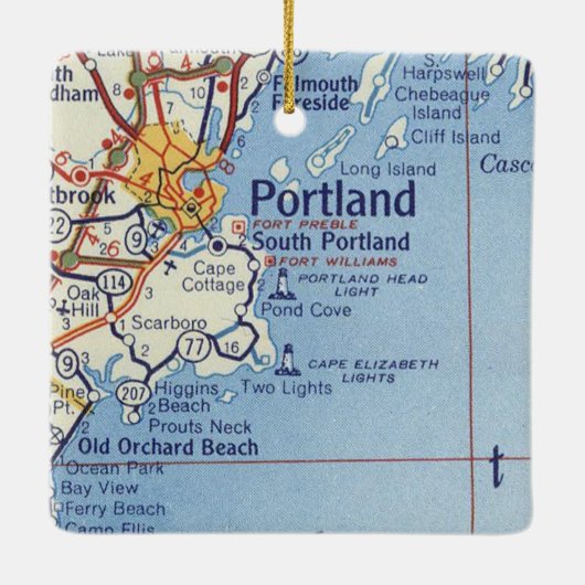 Portland Maine Map Keramisch Ornament (Achterkant)