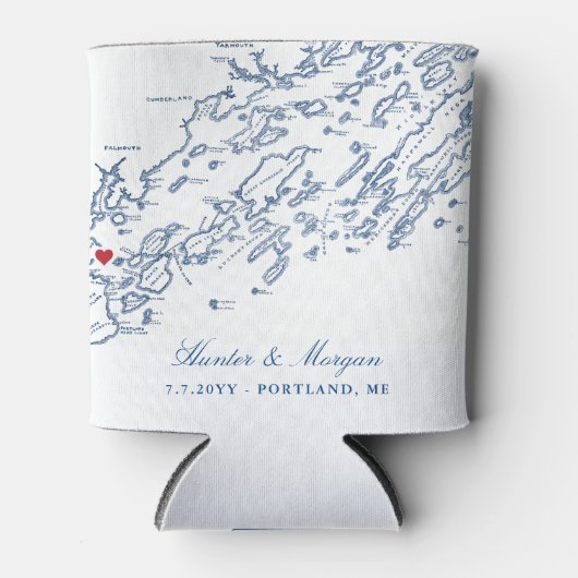 Portland Maine Map Wedding Favor Drink Holder Blikjeskoeler (Voorkant)