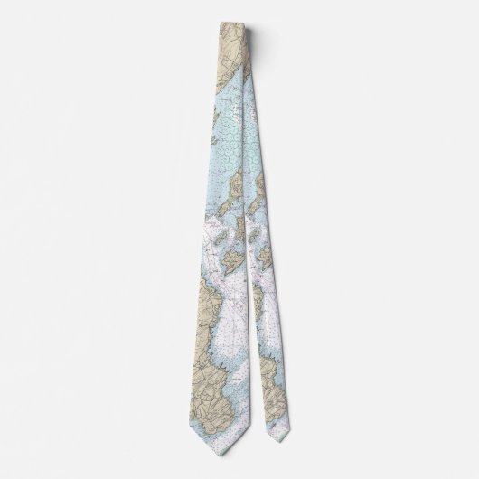 Portland Maine Nautical Navigation Chart Stropdas (Voorkant)