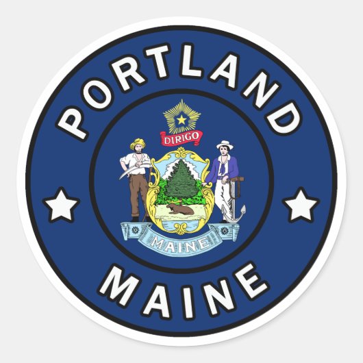 Portland Maine Ronde Sticker (Voorkant)