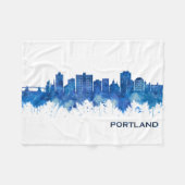 Portland Maine Skyline Blue Fleece Deken (Voorkant (Horizontaal))