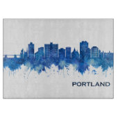 Portland Maine Skyline Blue Snijplank (Voorkant)