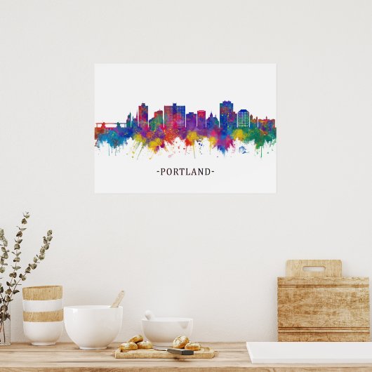 Portland Maine Skyline Poster (Keuken)
