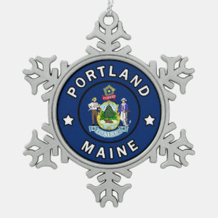 Portland Maine Tin Sneeuwvlok Ornament