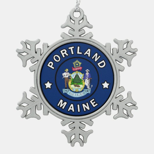 Portland Maine Tin Sneeuwvlok Ornament (Voorkant)