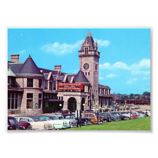 Portland, Maine Union Station 1950 Prints Foto Afdruk (Voorkant)