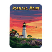 Portland Maine vuurtoren bij zonsondergang Magneet (Verticaal)