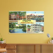Portland, MaineGreetings Van met Schilderachtig Canvas Afdruk (Insitu (Woonkamer))