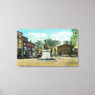 Portland, MaineLongmede Monument en Square Canvas Afdruk