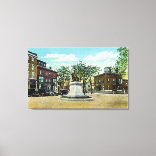 Portland, MaineLongmede Monument en Square Canvas Afdruk (Voorkant)
