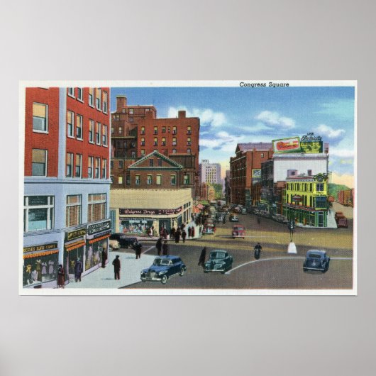 Portland, MaineView of Congress Square Poster (Voorkant)