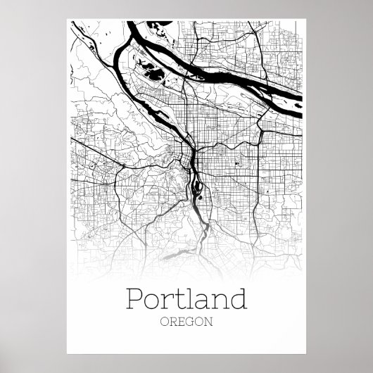 Portland Map - Oregon - City Map Poster (Voorkant)