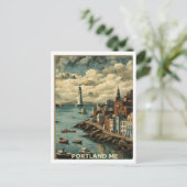 Portland ME Abstract grafisch ontwerp geïnspireerd Briefkaart (Staand voorkant)