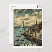 Portland ME Abstract grafisch ontwerp geïnspireerd Briefkaart (Voorkant / Achterkant)