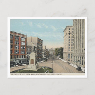 Portland ME, Congres St, Monument Square 1920 Briefkaart