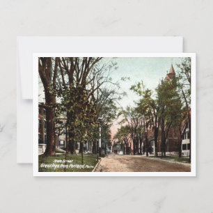 Portland ME Groeten, State St Vintage 1910's Briefkaart