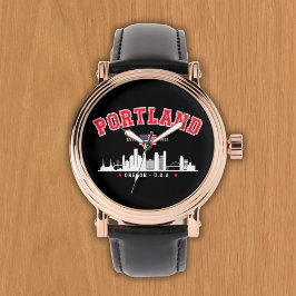 Portland Modern Skyline city Horloge