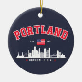Portland Modern Skyline city Keramisch Ornament (Voorkant)