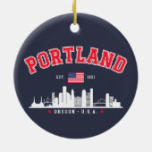 Portland Modern Skyline city Keramisch Ornament (Achterkant)