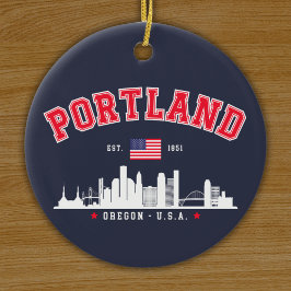 Portland Modern Skyline city Keramisch Ornament