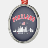 Portland Modern Skyline city Metalen Ornament (Links)
