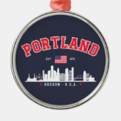 Portland Modern Skyline city Metalen Ornament (Voorkant)