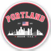Portland Modern Skyline city Sticker (Voorkant)