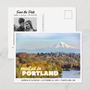 Portland Mount Hood Bewaar de Datum Retro Ansichtk Briefkaart