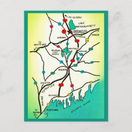 Portland naar Lakeview ME kaart ansichtkaart