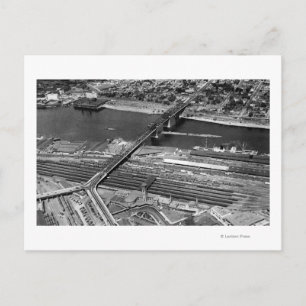 Portland, OF Broadway Bridge en Depot Briefkaart