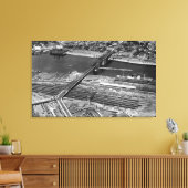 Portland, OF Broadway Bridge en Depot Canvas Afdruk (Insitu (Woonkamer))