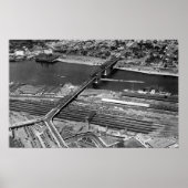 Portland, OF Broadway Bridge en Depot Poster (Voorkant)