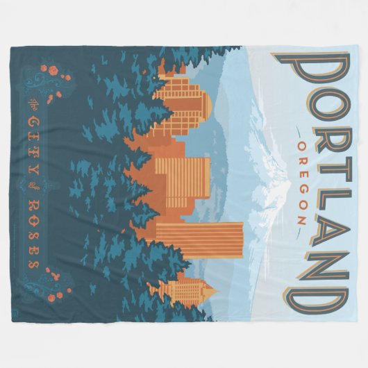 Portland, OF Fleece Deken (Voorkant (Horizontaal))