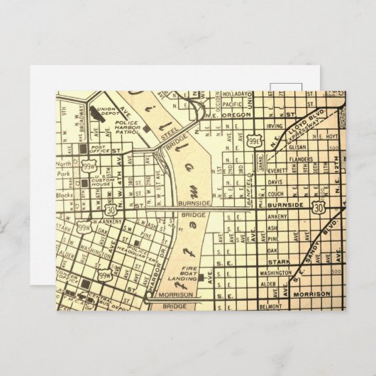 Portland, OF  kaart (Voorkant / Achterkant)