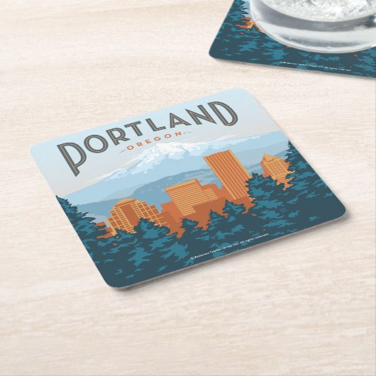 Portland, OF Kartonnen Onderzetters (Schuin)