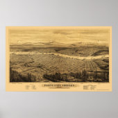 Portland, OF Panoramische Kaart - 1879 Poster (Voorkant)