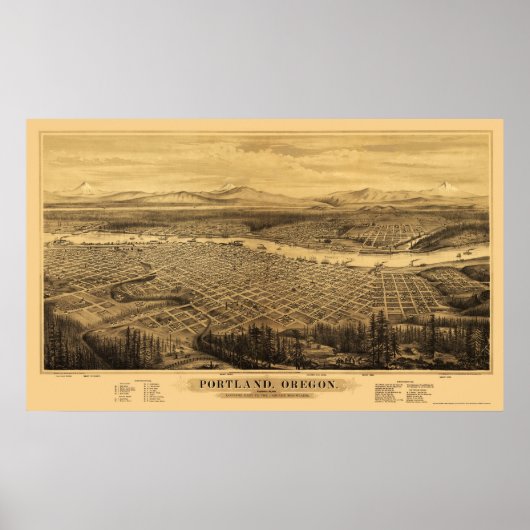 Portland, OF Panoramische Kaart - 1879 Poster (Voorkant)