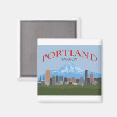 Portland OF stad downtown skyline met Mt Hood Magneet (Voorkant / Achterkant)