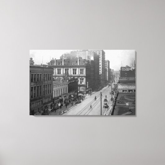 Portland, OF Uitzicht van 3D Street Foto Canvas Afdruk (Voorkant)