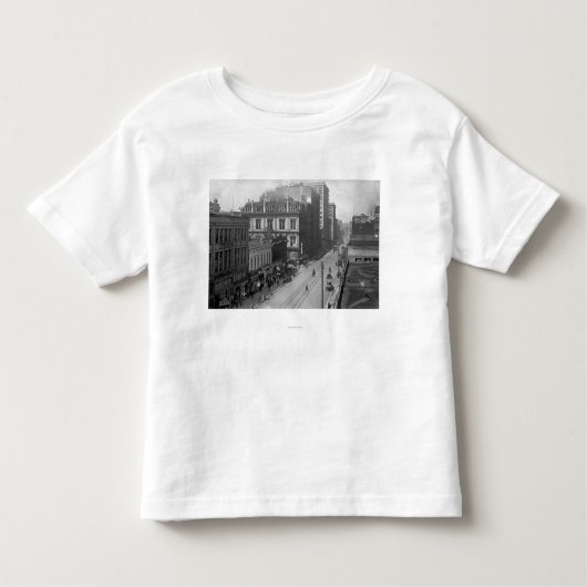 Portland, OF Uitzicht van 3D Street Foto Kinder Shirts (Voorkant)