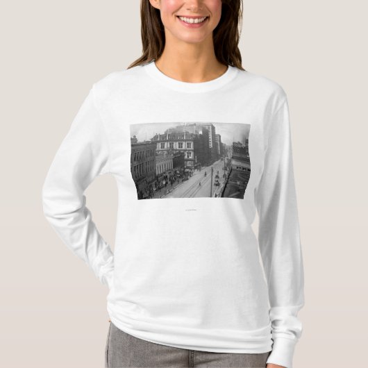 Portland, OF Uitzicht van 3D Street Foto T-shirt (Voorkant)