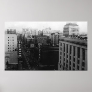 Portland, OF Uitzicht van Broadway van Main St. Poster